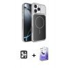 MARSİLYAN™- iPhone 16 Pro Max Kılıf Kutup Doku Serisi - Siyah Bilvis 5in1 5D Magic Hayalet Cam Ekran Koruyucu + PVD Metal Kamera Lens - GS