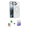 MARSİLYAN™- iPhone 16 Pro Max Kılıf Kutup Doku Serisi - Siyah Bilvis 5in1 5D Magic Hayalet Cam Ekran Koruyucu + Raze Metal Kamera Lens - NLGY