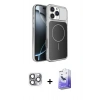 MARSİLYAN™- iPhone 16 Pro Max Kılıf Kutup Doku Serisi - Siyah Bilvis 5in1 5D Magic Hayalet Cam Ekran Koruyucu + Pers Alüminyum Kamera Lens - GI