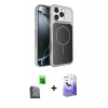 MARSİLYAN™- iPhone 16 Pro Max Kılıf Kutup Doku Serisi - Siyah Bilvis 5in1 5D Magic Hayalet Cam Ekran Koruyucu + Raze Metal Kamera Lens - SH