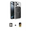 MARSİLYAN™- iPhone 16 Pro Max Kılıf Kutup Doku Serisi - Siyah Buffer Cam Ekran Koruyucu + PVD Metal Kamera Lens - GD