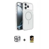 MARSİLYAN™- iPhone 16 Pro Max Kılıf Kutup Doku Serisi - Siyah Buffer Cam Ekran Koruyucu + Gri Pers Alüminyum Kamera Lens