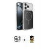 MARSİLYAN™- iPhone 16 Pro Max Kılıf Kutup Doku Serisi - Siyah Buffer Cam Ekran Koruyucu + Gri Pers Alüminyum Kamera Lens