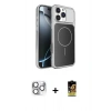 MARSİLYAN™- iPhone 16 Pro Max Kılıf Kutup Doku Serisi - Siyah Buffer Cam Ekran Koruyucu + Pers Alüminyum Kamera Lens - GS