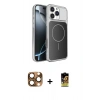 MARSİLYAN™- iPhone 16 Pro Max Kılıf Kutup Doku Serisi - Siyah Buffer Cam Ekran Koruyucu + Pers Alüminyum Kamera Lens - CLTM