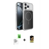 MARSİLYAN™- iPhone 16 Pro Max Kılıf Kutup Doku Serisi - Siyah Buffer Cam Ekran Koruyucu + Raze Metal Kamera Lens - BZ