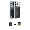 MARSİLYAN™- iPhone 16 Pro Max Kılıf Kutup Doku Serisi - Siyah Buffer Cam Ekran Koruyucu + Siyah PVD Metal Kamera Lens