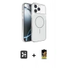 MARSİLYAN™- iPhone 16 Pro Max Kılıf Kutup Doku Serisi - Siyah Buffer Cam Ekran Koruyucu + Siyah PVD Metal Kamera Lens