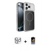 MARSİLYAN™- iPhone 16 Pro Max Kılıf Kutup Doku Serisi - Siyah Buffer Hayalet Cam Ekran Koruyucu + Pers Alüminyum Kamera Lens - GS