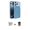 MARSİLYAN™- iPhone 16 Pro Max Kılıf Kutup Doku Serisi - Siyah Buffer Hayalet Cam Ekran Koruyucu + Pers Alüminyum Kamera Lens - GS