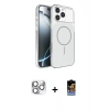 MARSİLYAN™- iPhone 16 Pro Max Kılıf Kutup Doku Serisi - Siyah Buffer Hayalet Cam Ekran Koruyucu + Pers Alüminyum Kamera Lens - GS