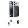 MARSİLYAN™- iPhone 16 Pro Max Kılıf Kutup Doku Serisi - Siyah Buffer Hayalet Cam Ekran Koruyucu + Raze Metal Kamera Lens - NLGY