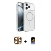 MARSİLYAN™- iPhone 16 Pro Max Kılıf Kutup Doku Serisi - Siyah Buffer Hayalet Cam Ekran Koruyucu + Pers Alüminyum Kamera Lens - CLTM