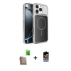 MARSİLYAN™- iPhone 16 Pro Max Kılıf Kutup Doku Serisi - Siyah Buffer Hayalet Cam Ekran Koruyucu + Raze Metal Kamera Lens - CLTM