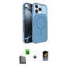 MARSİLYAN™- iPhone 16 Pro Max Kılıf Kutup Doku Serisi - Siyah Buffer Hayalet Cam Ekran Koruyucu + Raze Metal Kamera Lens - SH