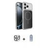 MARSİLYAN™- iPhone 16 Pro Max Kılıf Kutup Doku Serisi - Siyah Joko Magic 5D Cam + Gri Pers Alüminyum Kamera Lens