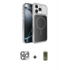 MARSİLYAN™- iPhone 16 Pro Max Kılıf Kutup Doku Serisi - Siyah Joko Magic 5D Hayalet Cam + Pers Alüminyum Kamera Lens - GI