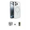 MARSİLYAN™- iPhone 16 Pro Max Kılıf Kutup Doku Serisi - Siyah Joko Magic 5D Hayalet Cam + Pers Alüminyum Kamera Lens - GI