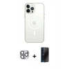 MARSİLYAN™- iPhone 16 Pro Max Kılıf Kutup Klasik Serisi - Siyah 3D Antistatik Hayalet Cam Ekran Koruyucu + Pers Alüminyum Kamera Lens - GI