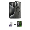 MARSİLYAN™- iPhone 16 Pro Max Kılıf Nova Asil Prime - Şeffaf 360 Full Body Arka Koruyucu + Titanyum Gri Bilvis Titan Kamera Lens