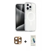 MARSİLYAN™- iPhone 16 Pro Max Kılıf Nova Asil Prime - Şeffaf Pasifik Cam Ekran Koruyucu + Pers Alüminyum Kamera Lens - CLTM