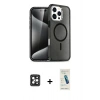 MARSİLYAN™- iPhone 16 Pro Max Kılıf Nova Asil Prime - Şeffaf Pasifik Cam Ekran Koruyucu + PVD Metal Kamera Lens - SH