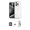 MARSİLYAN™- iPhone 16 Pro Max Kılıf Nova Asil Prime - Şeffaf Pasifik Cam Ekran Koruyucu + PVD Metal Kamera Lens - SH