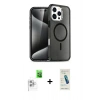 MARSİLYAN™- iPhone 16 Pro Max Kılıf Nova Asil Prime - Şeffaf Pasifik Cam Ekran Koruyucu + Raze Metal Kamera Lens - BZ