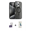 MARSİLYAN™- iPhone 16 Pro Max Kılıf Nova Asil Prime - Şeffaf Pasifik Cam Ekran Koruyucu + Titanyum Gri Bilvis Titan Kamera Lens