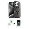 MARSİLYAN™- iPhone 16 Pro Max Kılıf Nova Asil Prime - Siyah 360 Mat Full Body Arka Koruyucu + Raze Metal Kamera Lens - BZ