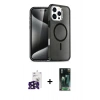 MARSİLYAN™- iPhone 16 Pro Max Kılıf Nova Asil Prime - Siyah 360 Mat Full Body Arka Koruyucu + Bilvis Titan Kamera Lens - SH
