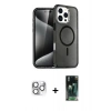 MARSİLYAN™- iPhone 16 Pro Max Kılıf Nova Asil Prime - Siyah 360 Mat Full Body Arka Koruyucu + Pers Alüminyum Kamera Lens - GS