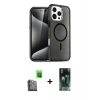MARSİLYAN™- iPhone 16 Pro Max Kılıf Nova Asil Prime - Siyah 360 Mat Full Body Arka Koruyucu + Raze Metal Kamera Lens - SH
