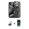 MARSİLYAN™- iPhone 16 Pro Max Kılıf Nova Asil Prime - Siyah 360 Mat Full Body Arka Koruyucu + Titanyum Gri Bilvis Titan Kamera Lens