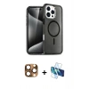 MARSİLYAN™- iPhone 16 Pro Max Kılıf Nova Asil Prime - Siyah 3D Antistatik Cam Ekran Koruyucu + Pers Alüminyum Kamera Lens - CLTM