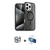 MARSİLYAN™- iPhone 16 Pro Max Kılıf Nova Asil Prime - Siyah 3D Antistatik Cam Ekran Koruyucu + Pers Alüminyum Kamera Lens - GI