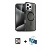 MARSİLYAN™- iPhone 16 Pro Max Kılıf Nova Asil Prime - Siyah 3D Antistatik Cam Ekran Koruyucu + PVD Metal Kamera Lens - GD