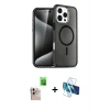 MARSİLYAN™- iPhone 16 Pro Max Kılıf Nova Asil Prime - Siyah 3D Antistatik Cam Ekran Koruyucu + Raze Metal Kamera Lens - NLGY