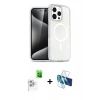 MARSİLYAN™- iPhone 16 Pro Max Kılıf Nova Asil Prime - Siyah 3D Antistatik Cam Ekran Koruyucu + Raze Metal Kamera Lens - BZ