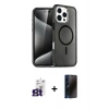 MARSİLYAN™- iPhone 16 Pro Max Kılıf Nova Asil Prime - Siyah 3D Antistatik Hayalet Cam Ekran Koruyucu + Bilvis Titan Kamera Lens - TMGI