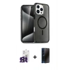 MARSİLYAN™- iPhone 16 Pro Max Kılıf Nova Asil Prime - Siyah 3D Antistatik Hayalet Cam Ekran Koruyucu + Bilvis Titan Kamera Lens - SH
