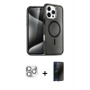 MARSİLYAN™- iPhone 16 Pro Max Kılıf Nova Asil Prime - Siyah 3D Antistatik Hayalet Cam Ekran Koruyucu + Pers Alüminyum Kamera Lens - GS