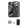 MARSİLYAN™- iPhone 16 Pro Max Kılıf Nova Asil Prime - Siyah 3D Antistatik Hayalet Cam Ekran Koruyucu + Pers Alüminyum Kamera Lens - GI