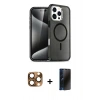 MARSİLYAN™- iPhone 16 Pro Max Kılıf Nova Asil Prime - Siyah 3D Antistatik Hayalet Cam Ekran Koruyucu + Pers Alüminyum Kamera Lens - CLTM