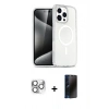 MARSİLYAN™- iPhone 16 Pro Max Kılıf Nova Asil Prime - Siyah 3D Antistatik Hayalet Cam Ekran Koruyucu + Pers Alüminyum Kamera Lens - GS