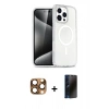 MARSİLYAN™- iPhone 16 Pro Max Kılıf Nova Asil Prime - Siyah 3D Antistatik Hayalet Cam Ekran Koruyucu + Pers Alüminyum Kamera Lens - CLTM