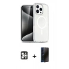 MARSİLYAN™- iPhone 16 Pro Max Kılıf Nova Asil Prime - Siyah 3D Antistatik Hayalet Cam Ekran Koruyucu + PVD Metal Kamera Lens - GS