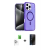 MARSİLYAN™- iPhone 16 Pro Max Kılıf Nova Asil Prime - Siyah 3D Antistatik Hayalet Cam Ekran Koruyucu + Raze Metal Kamera Lens - BZ