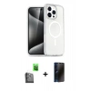MARSİLYAN™- iPhone 16 Pro Max Kılıf Nova Asil Prime - Siyah 3D Antistatik Hayalet Cam Ekran Koruyucu + Raze Metal Kamera Lens - SH