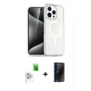 MARSİLYAN™- iPhone 16 Pro Max Kılıf Nova Asil Prime - Siyah 3D Antistatik Hayalet Cam Ekran Koruyucu + Raze Metal Kamera Lens - BZ